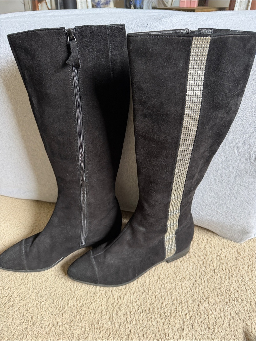 Nine West Officier Suede Knee High Flat Boots Size 8